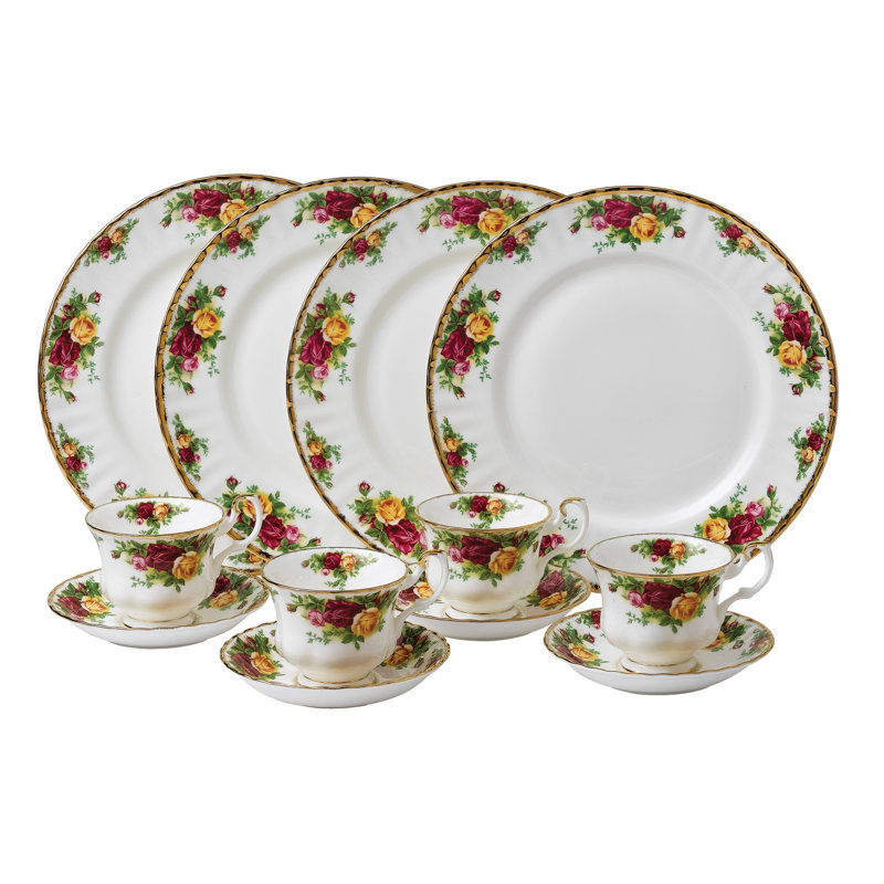 Royal Albert Old Country Roses Bone China 12 Piece Dinnerware Set